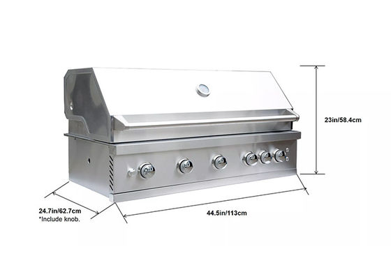 48 Inch 5 Burner Built In Gas Grills For Outdoor Kitchen Bbq With Side Burner